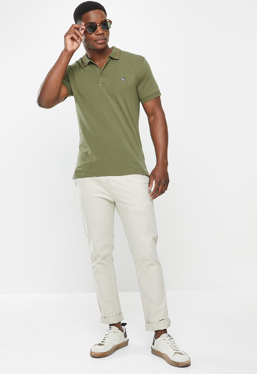 GUESS - Guess short sleeve golfer - army olive