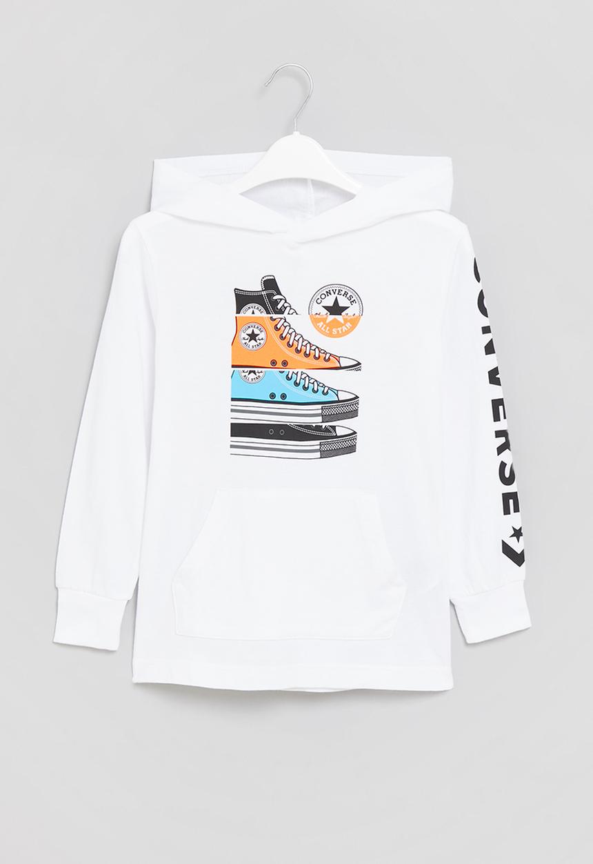 Cnvb distorted ls hooded te - white