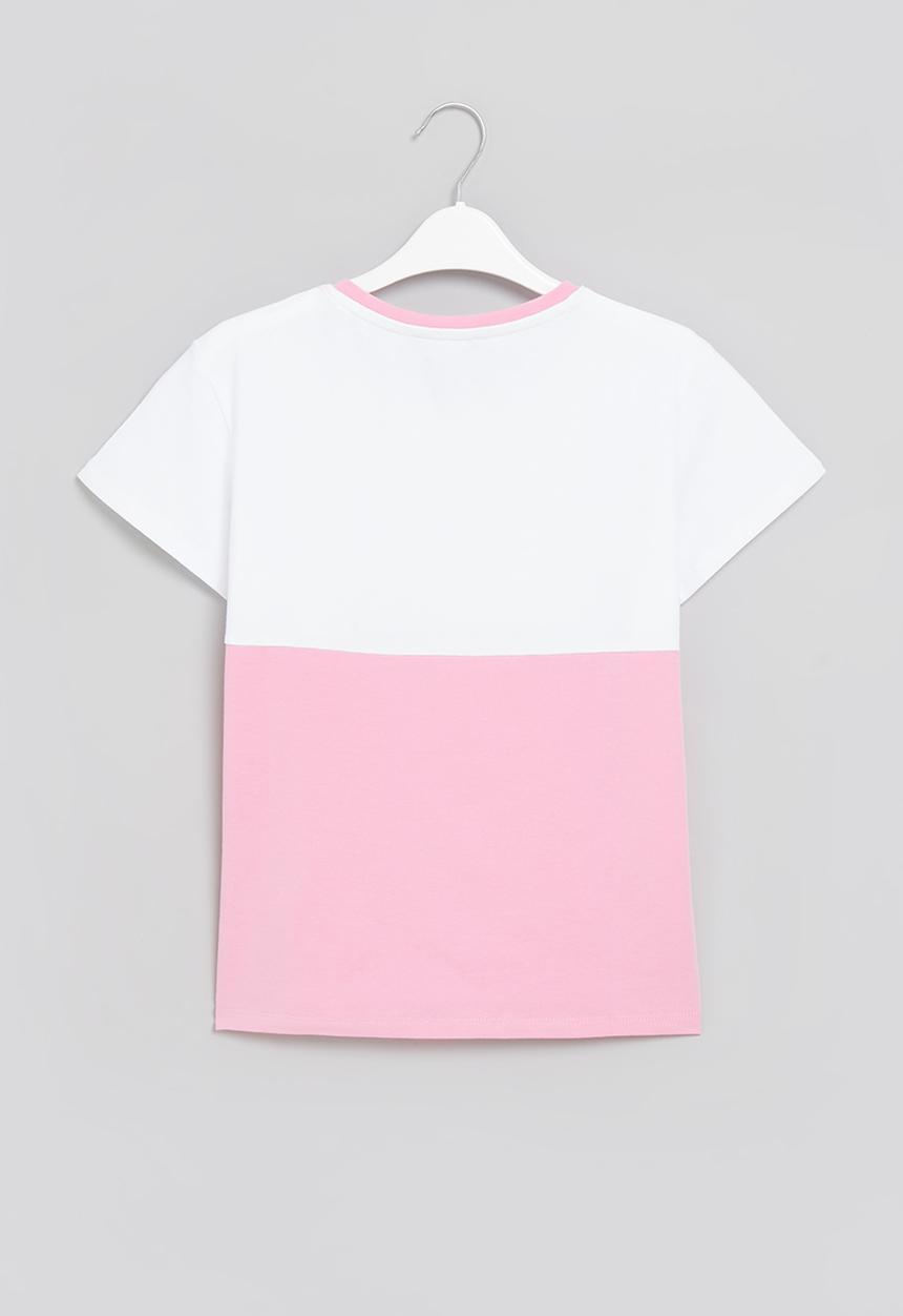 SISSY BOY - Boxy top with contrast panels - pink & off white