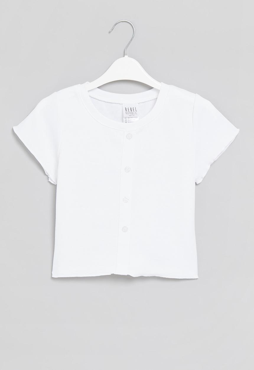 Rebel Republic - Girls lettuce crop tee - white