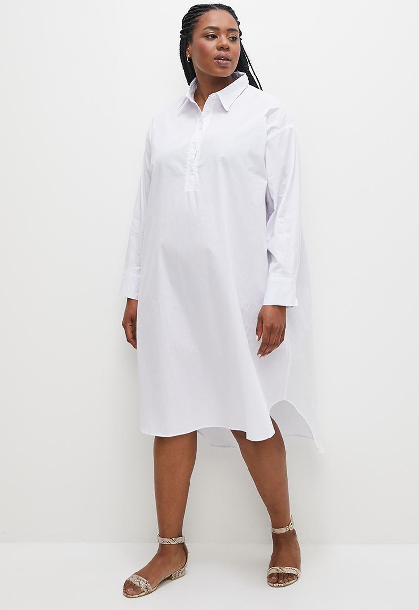edit Plus - Hi-low longline cotton shirt - white1