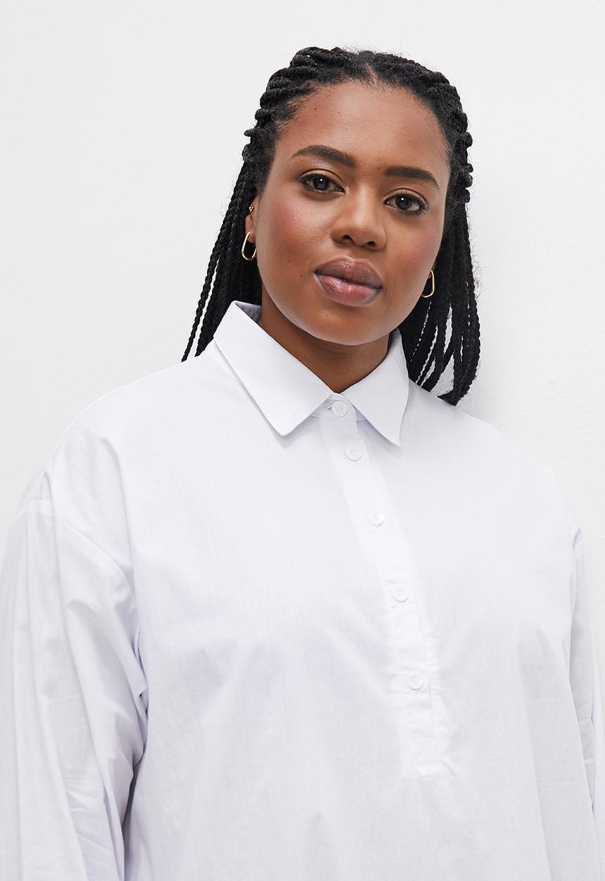 edit Plus - Hi-low longline cotton shirt - white1