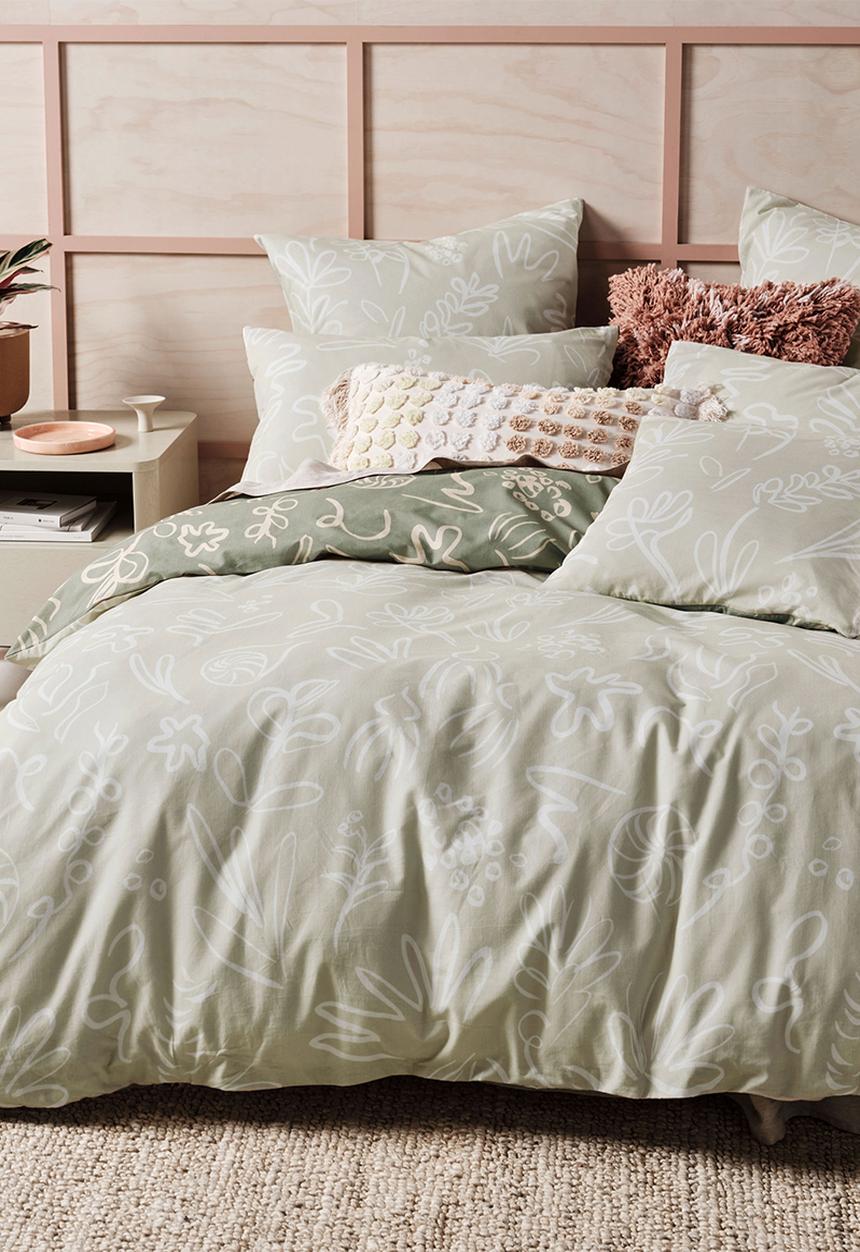Linen House - Adley duvet cover set - eucalyptus