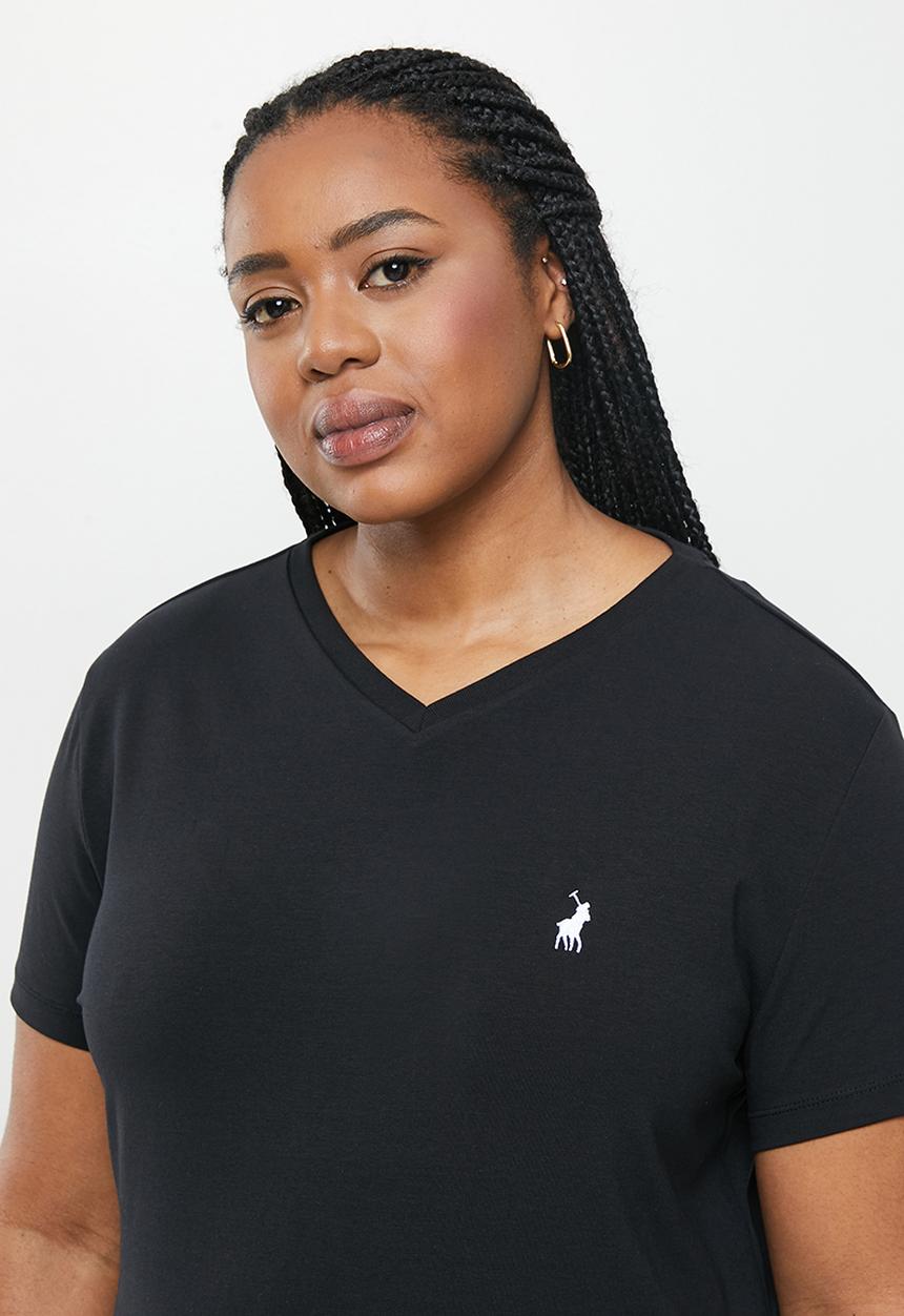 POLO - Plus kelly basic short sleeve  essential vneck stretch t-shirt - black