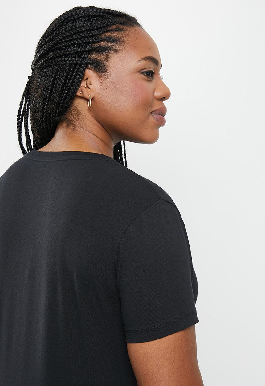 POLO - Plus kelly basic short sleeve  essential vneck stretch t-shirt - black