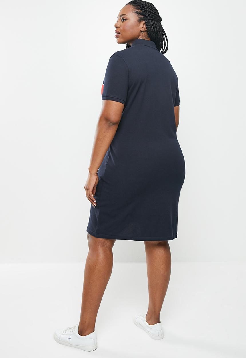 POLO - Plus kori short sleeve colour block golfer dress - navy