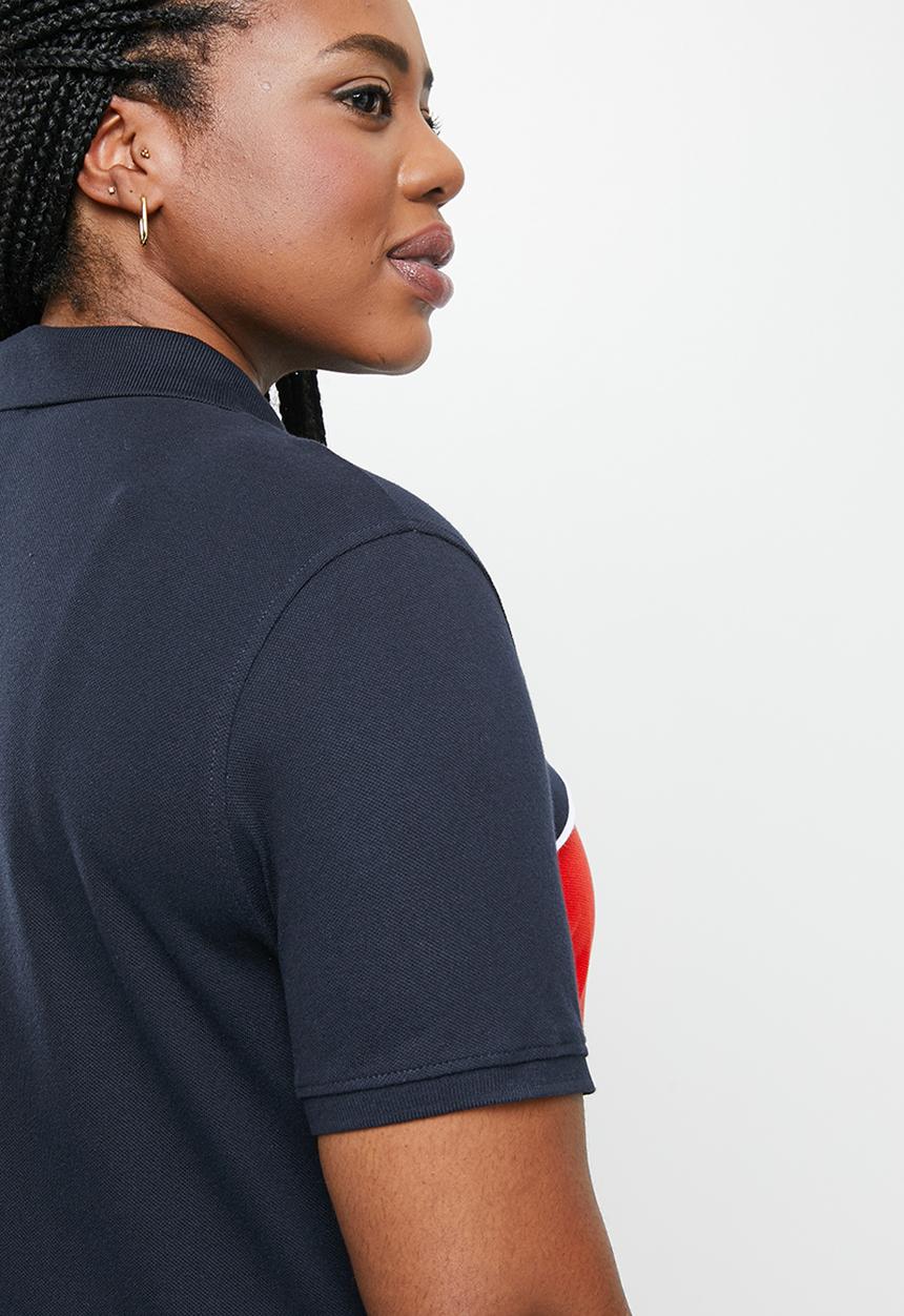 POLO - Plus kori short sleeve colour block golfer dress - navy