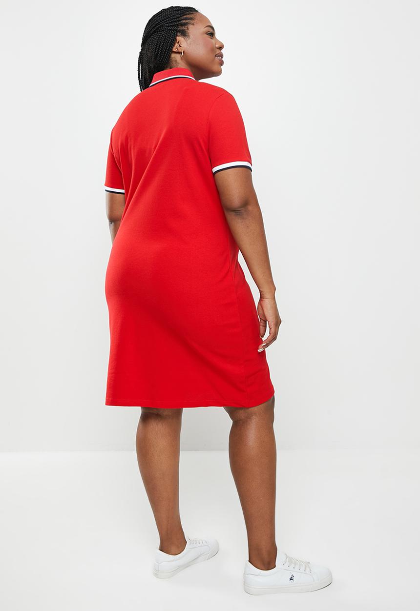 POLO - Plus leigh essential short sleeve stretch golfer dress - red