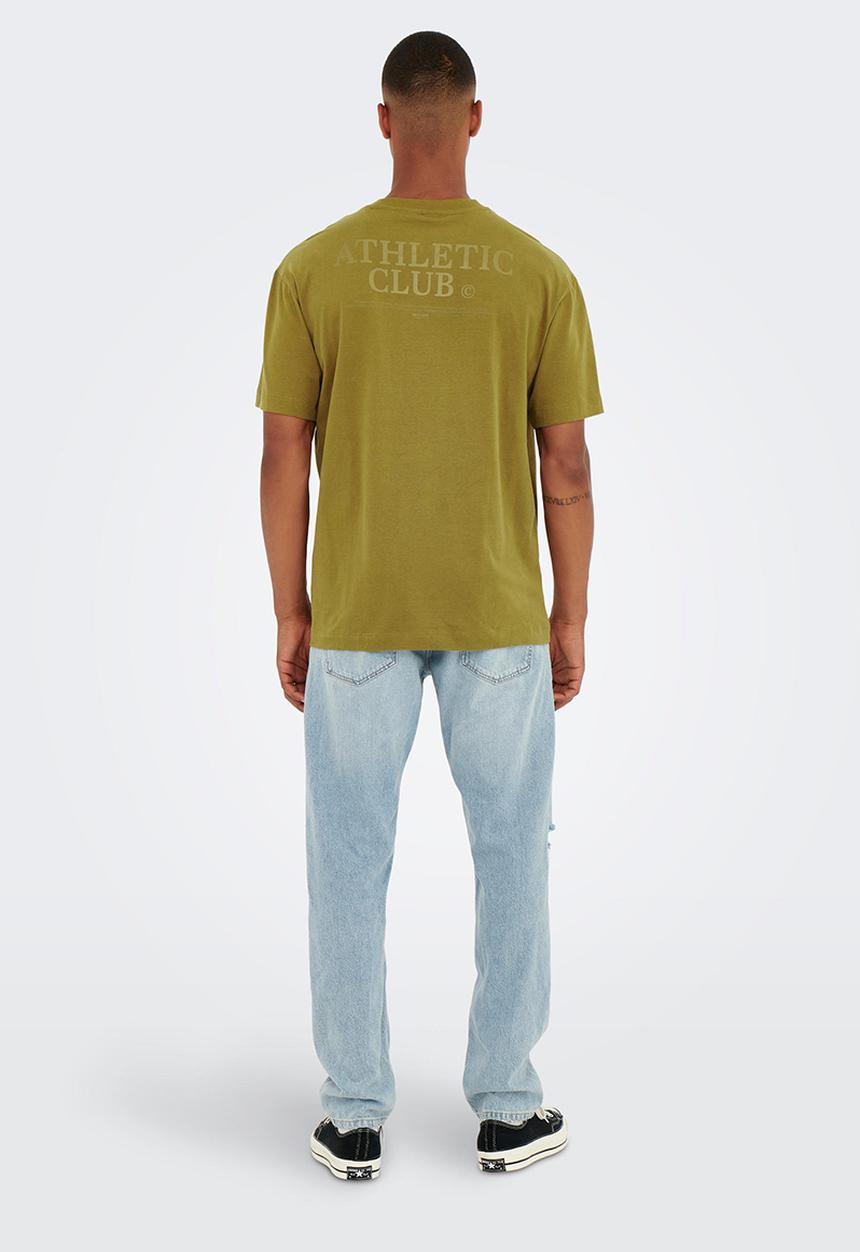 Only & Sons - Onsfred rlx fb club print short sleeve tee - olive