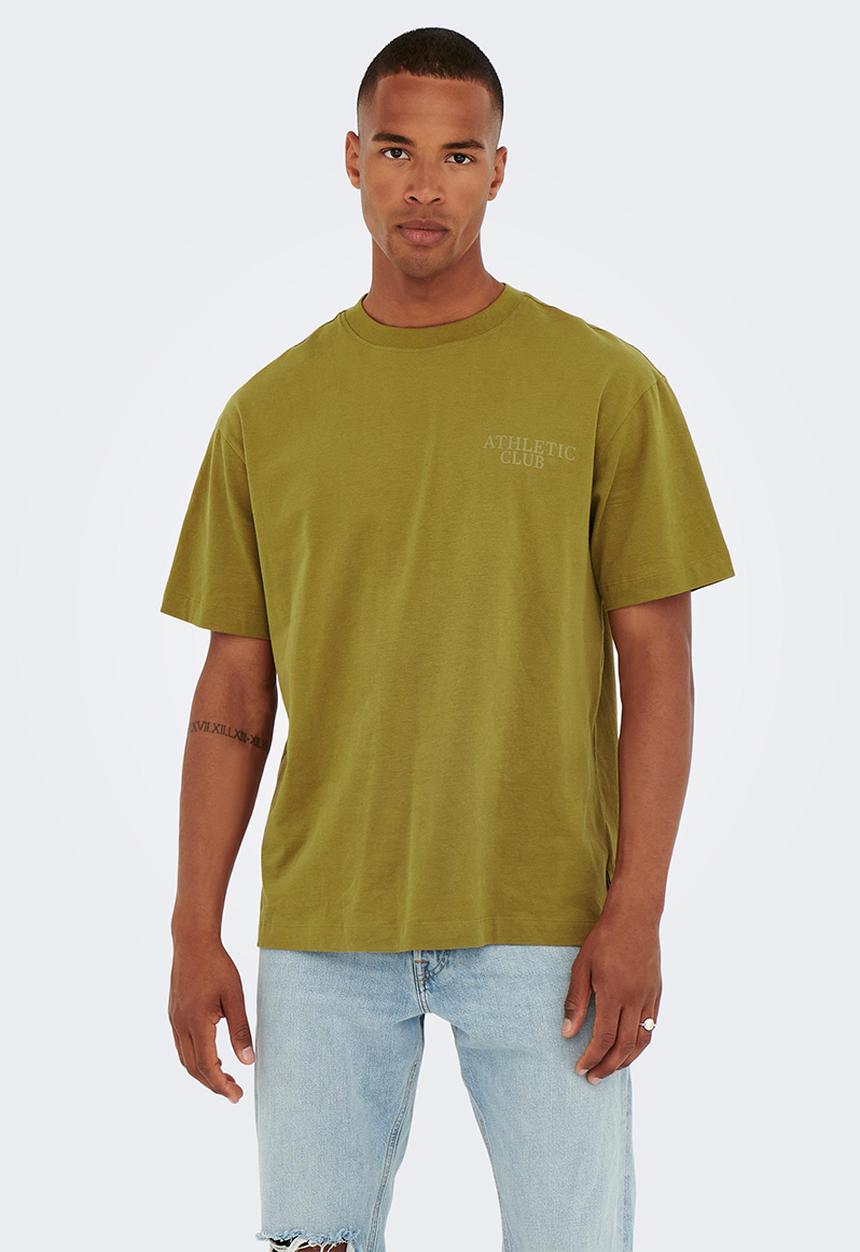 Only & Sons - Onsfred rlx fb club print short sleeve tee - olive