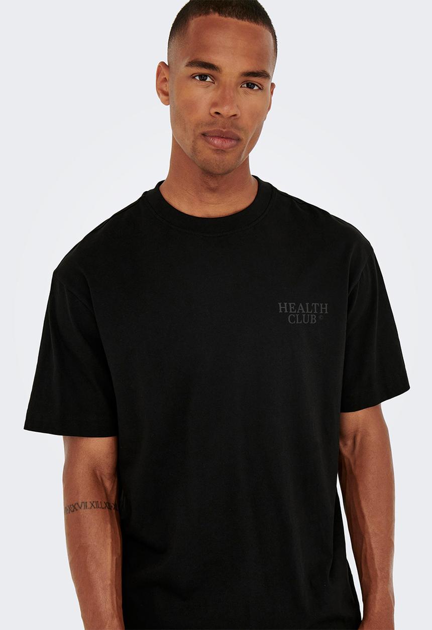 Only & Sons - Onsfred rlx fb club print short sleeve tee - black