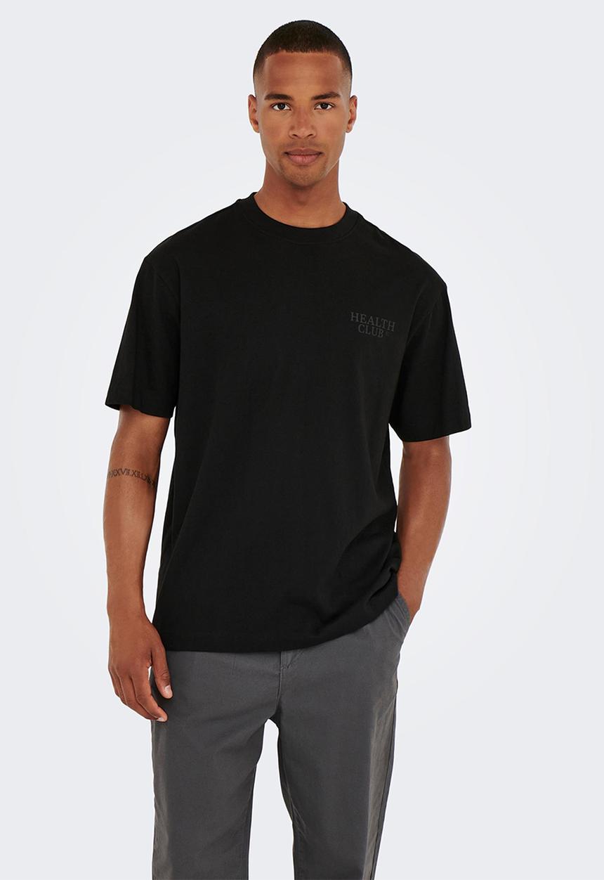 Only & Sons - Onsfred rlx fb club print short sleeve tee - black