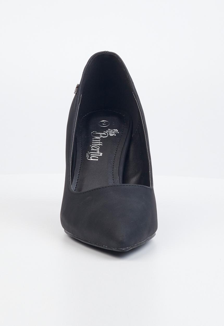 Butterfly Feet - Lena 1 barely there court block heel - black