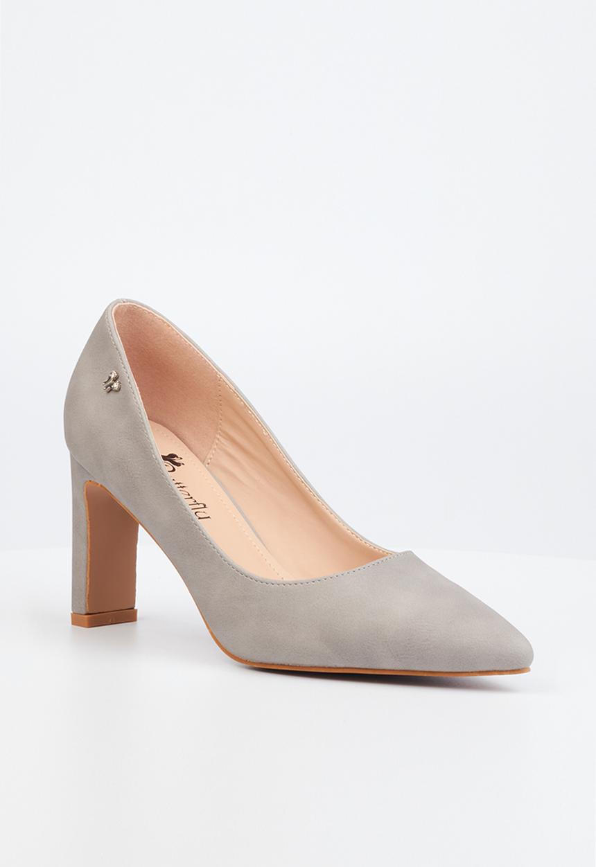 Butterfly Feet - Lena 1 barely there court block heel - grey