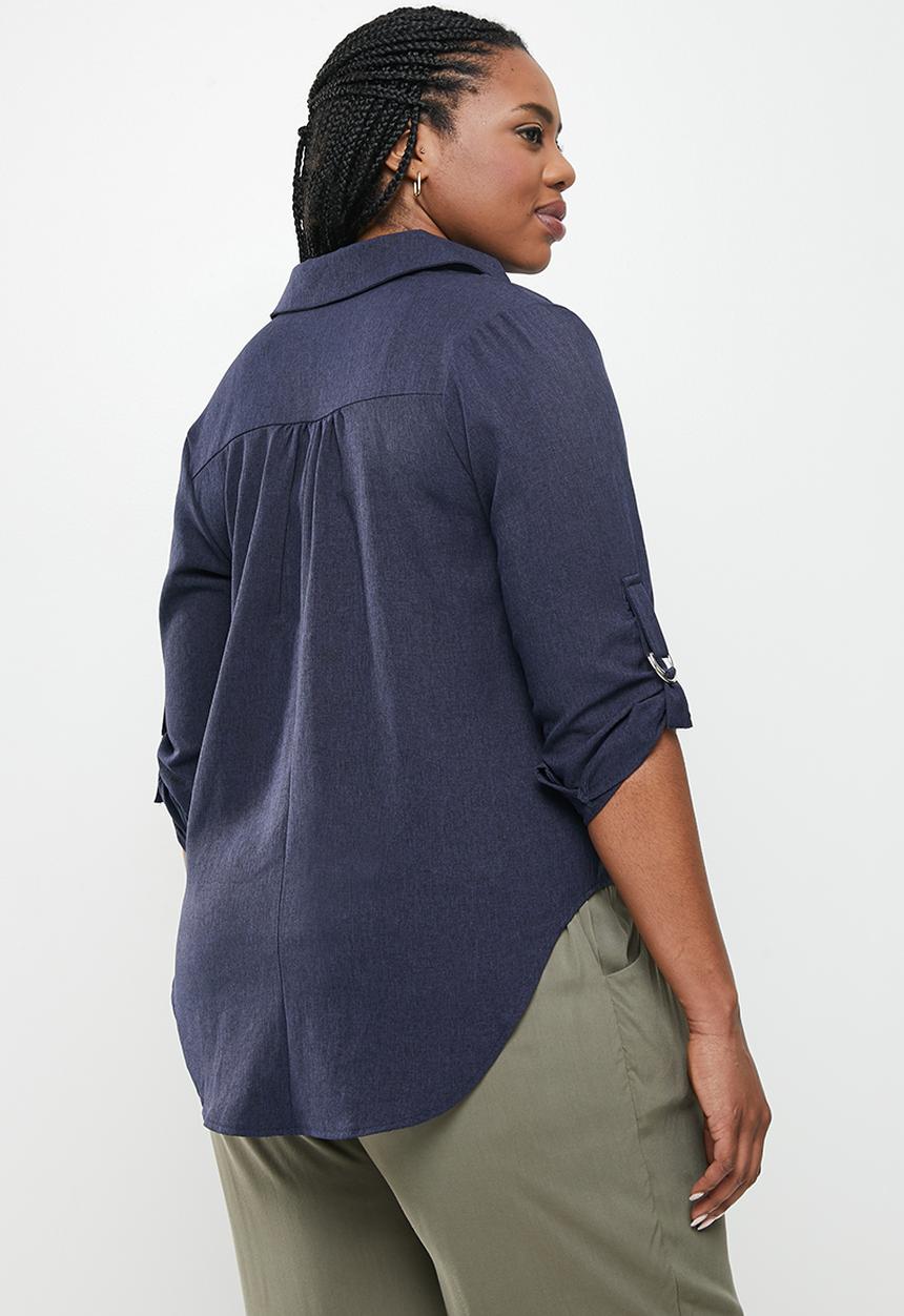 dailyfriday - Notch neck shirt - navy