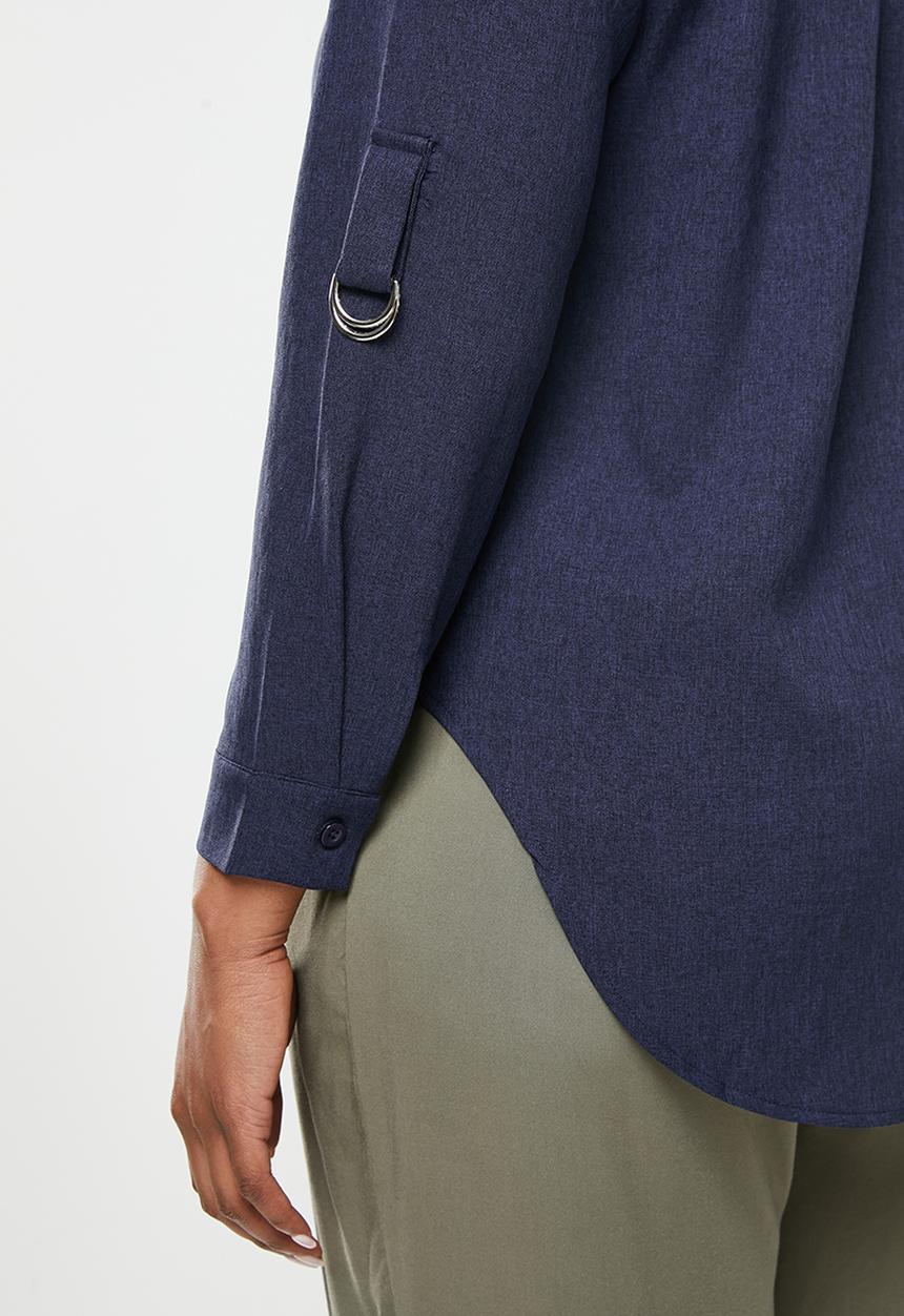 dailyfriday - Notch neck shirt - navy