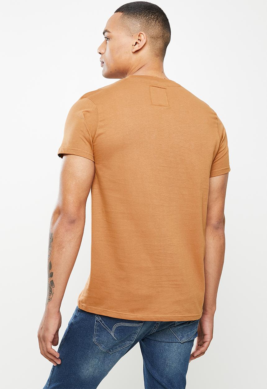 Aca Joe - Aca joe embossing on centre front crew tee - brown sugar