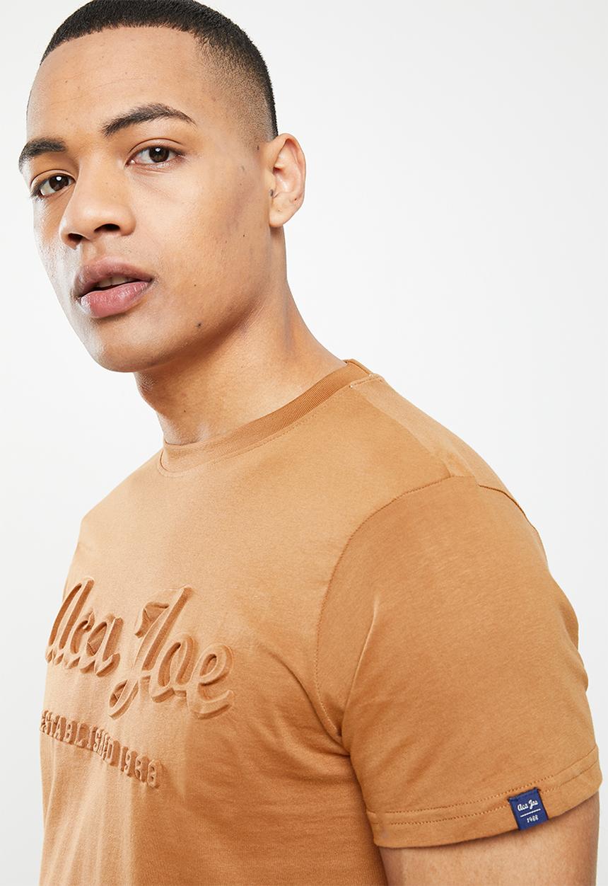 Aca Joe - Aca joe embossing on centre front crew tee - brown sugar