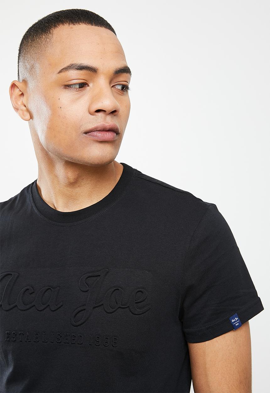 Aca Joe - Aca joe embossing on centre front crew tee - caviar