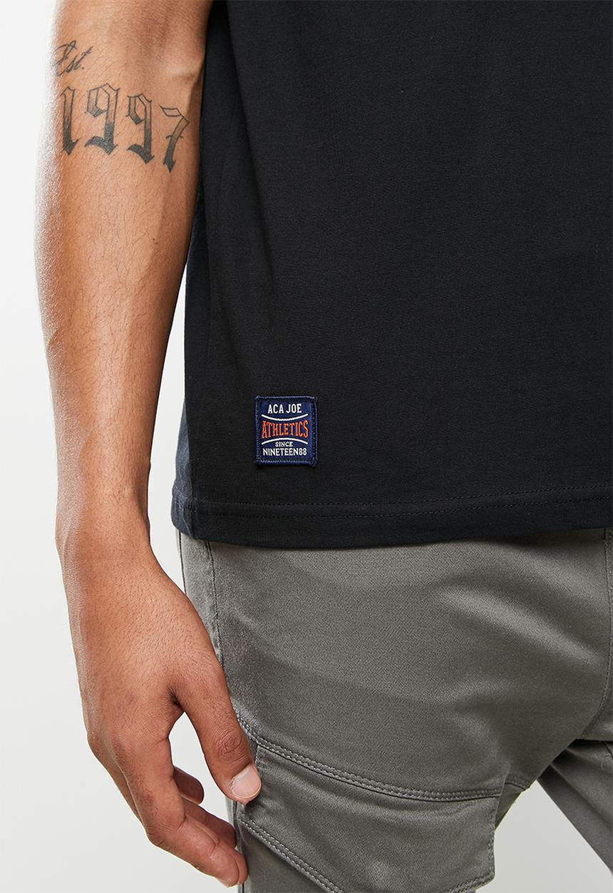 Aca Joe - Aca joe embossing on centre front crew tee - caviar