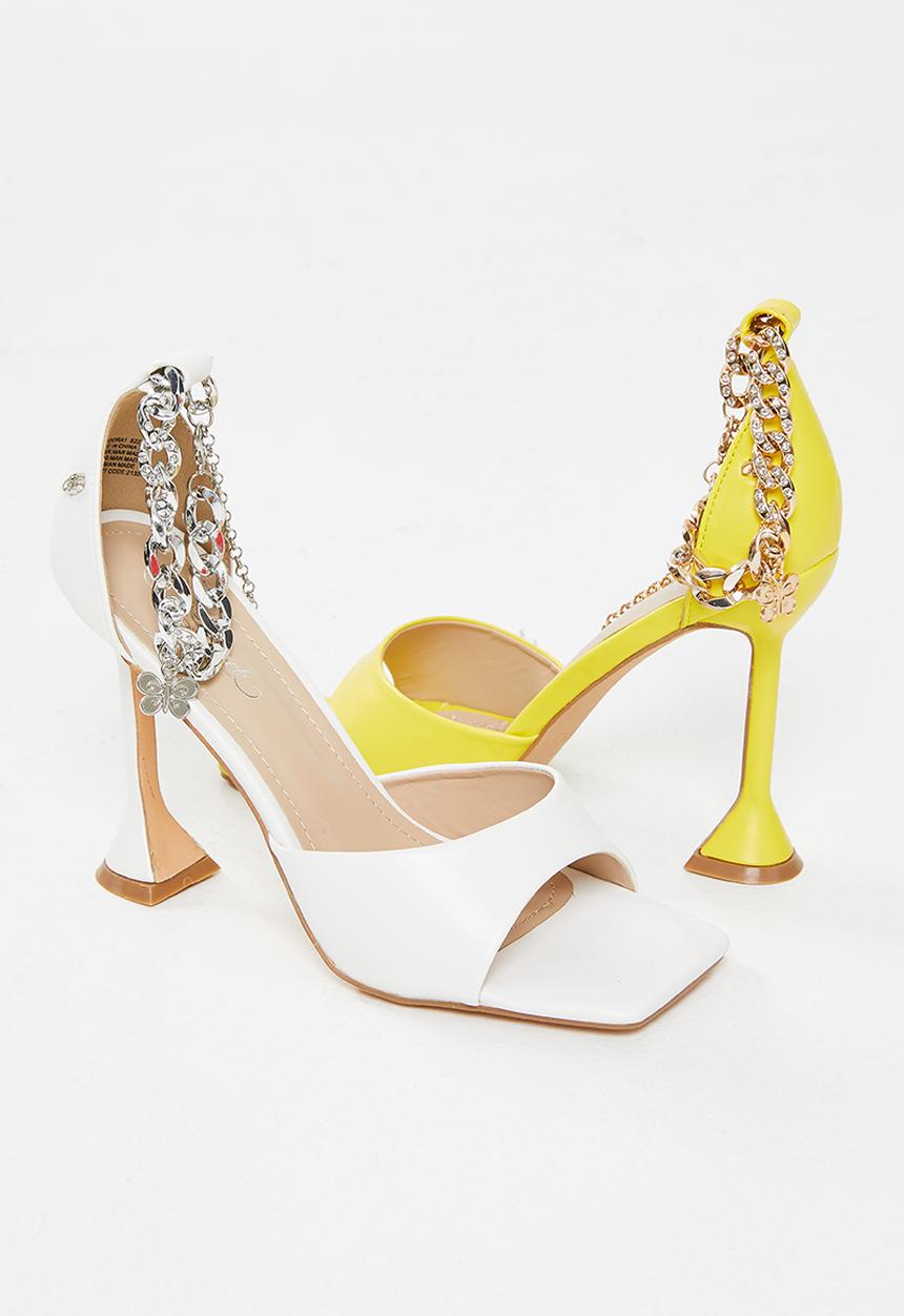 Miss Black - Pandora1 chain tie heel - white