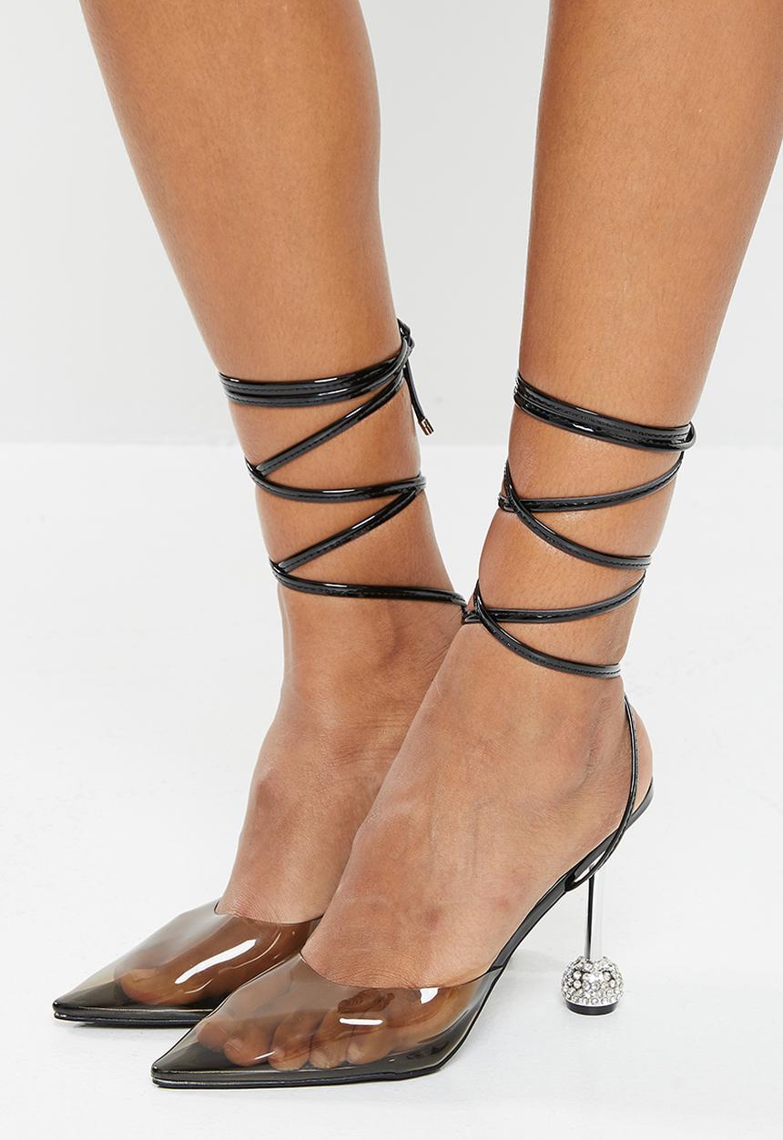 Miss Black - York1 ankle tie heel - black