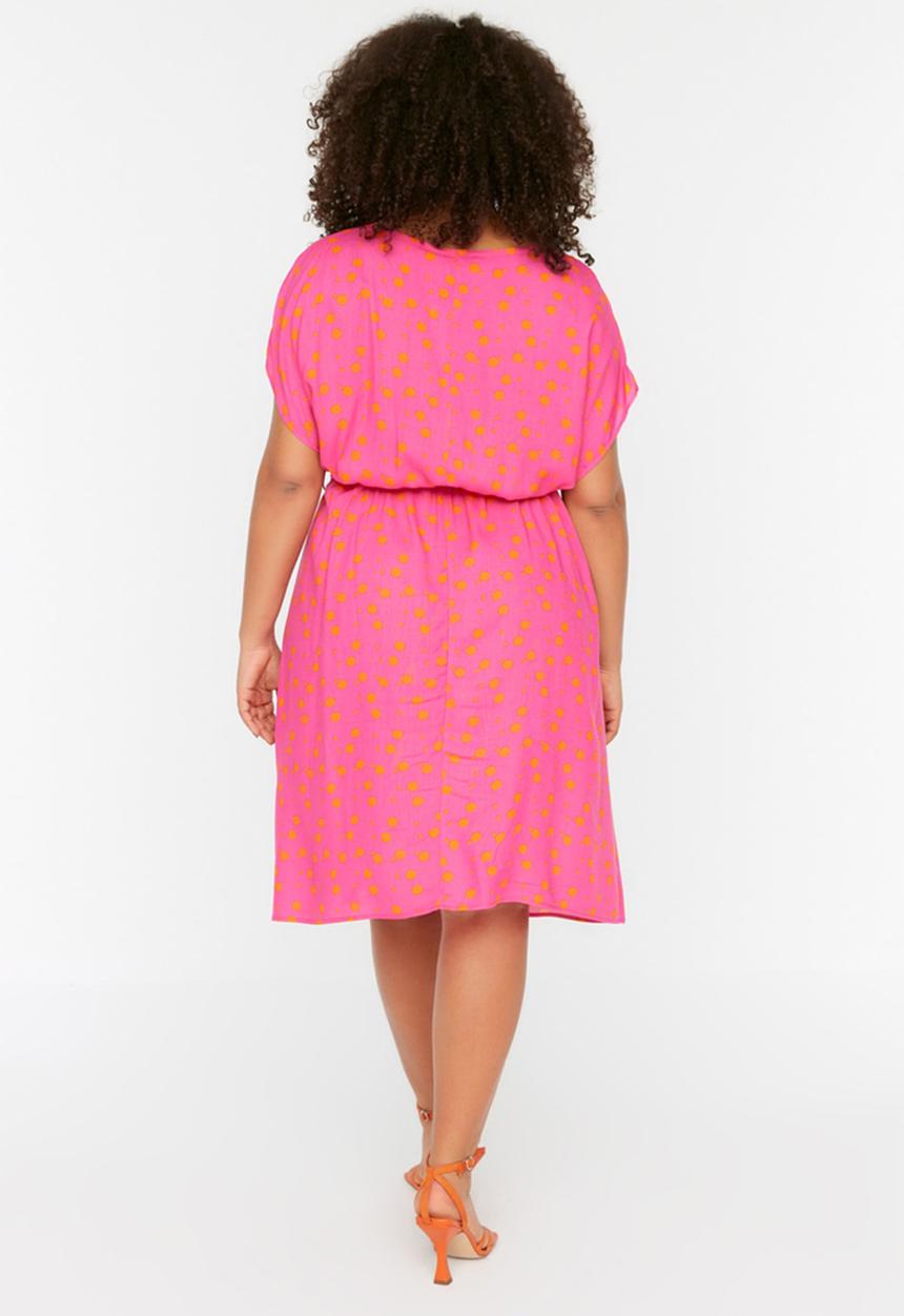 Trendyol - Plus belted woven dress - fuchsia