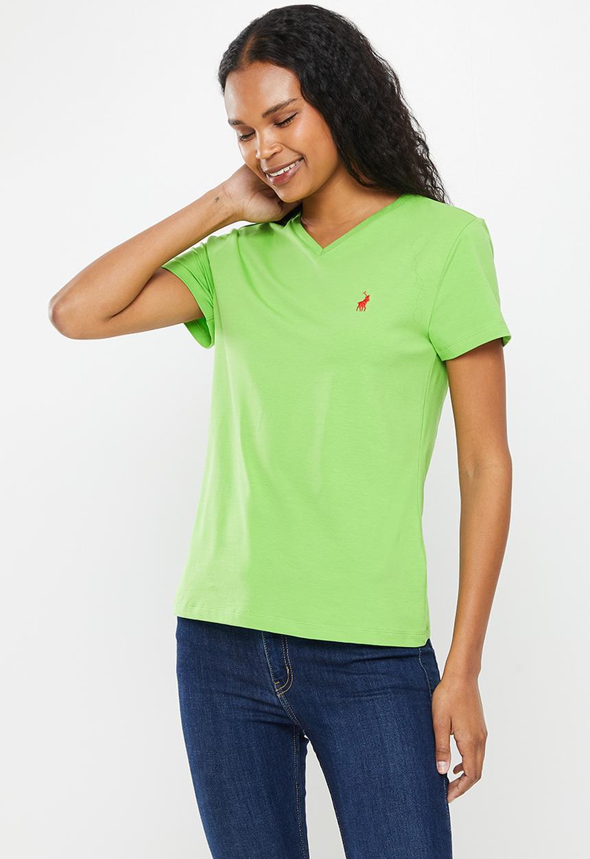 POLO - Jaquie short sleeve basic v neck T-shirt - green