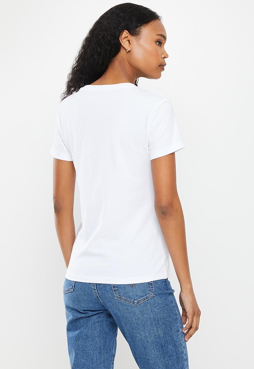 POLO - Kelly basic short sleeve essential v neck stretch T-shirt - white