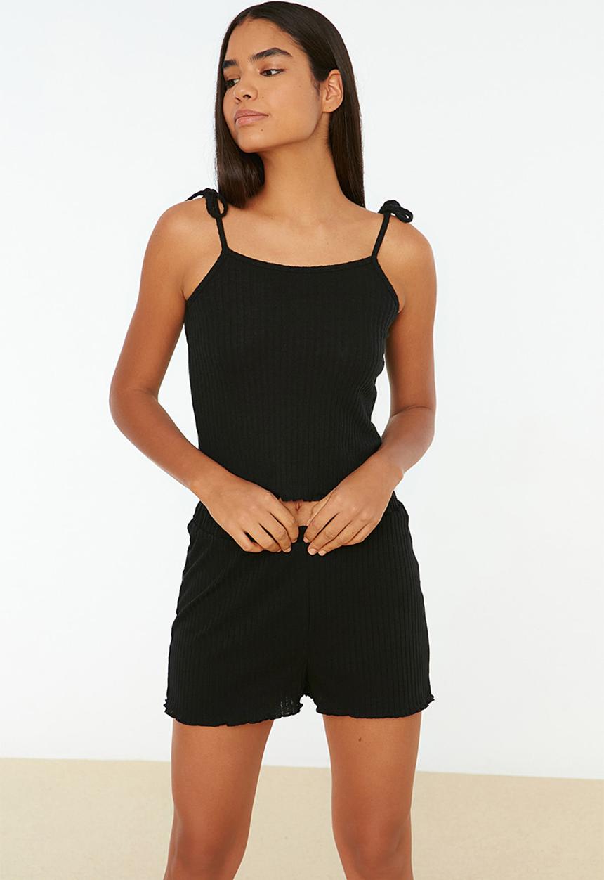 Trendyol - Crop camisole pajamas set - navy
