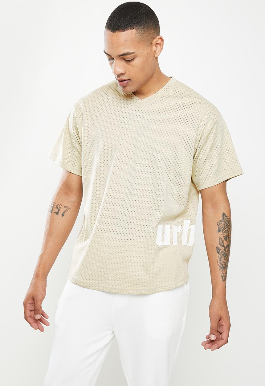 urban° - Urban oversized birdseye printed tee - oatmeal