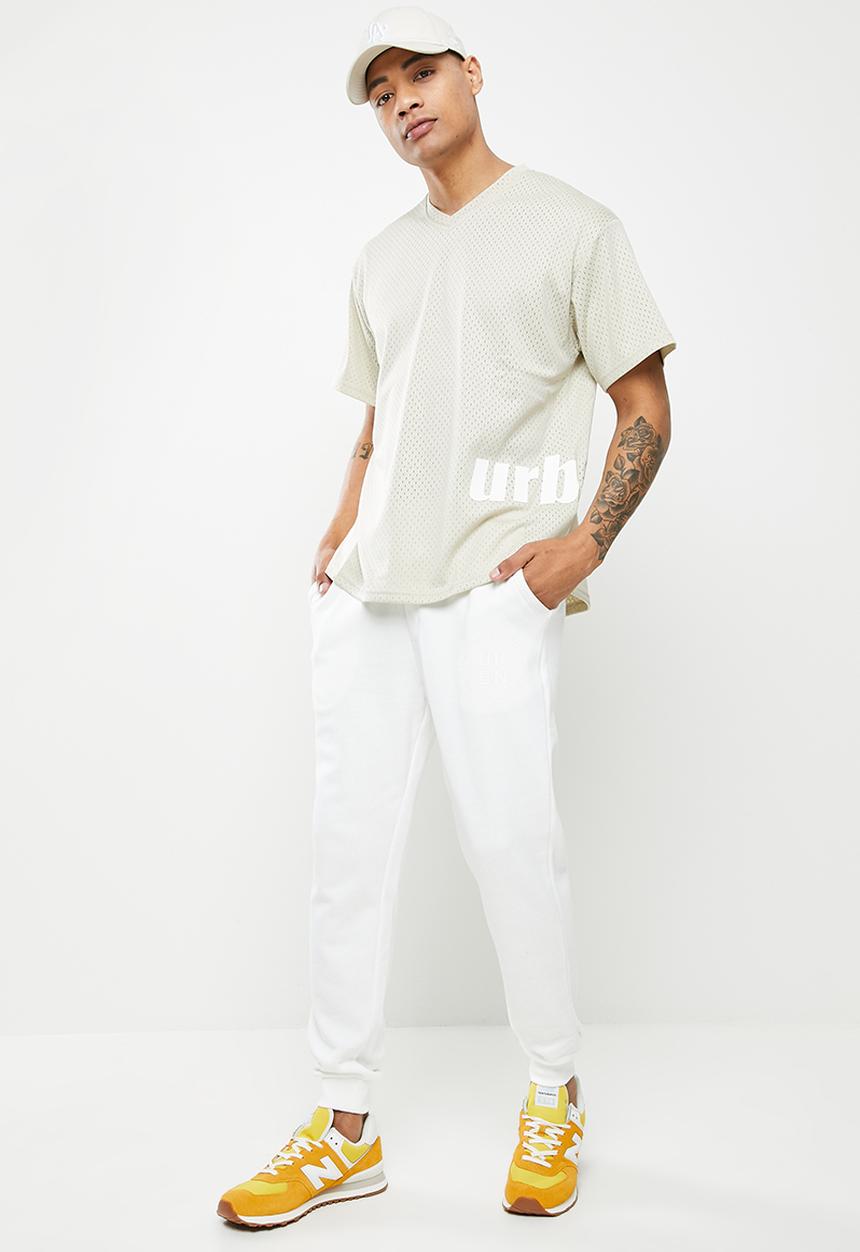 urban° - Urban brushed fleece printed jogger - winter white
