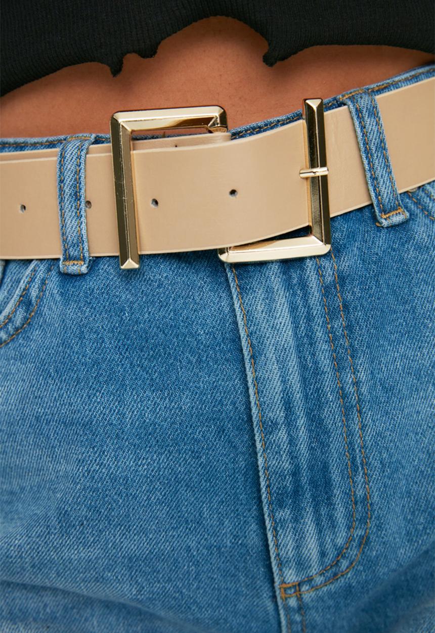 Trendyol - Sqaure detail buckle 2 pack belts - black/taupe