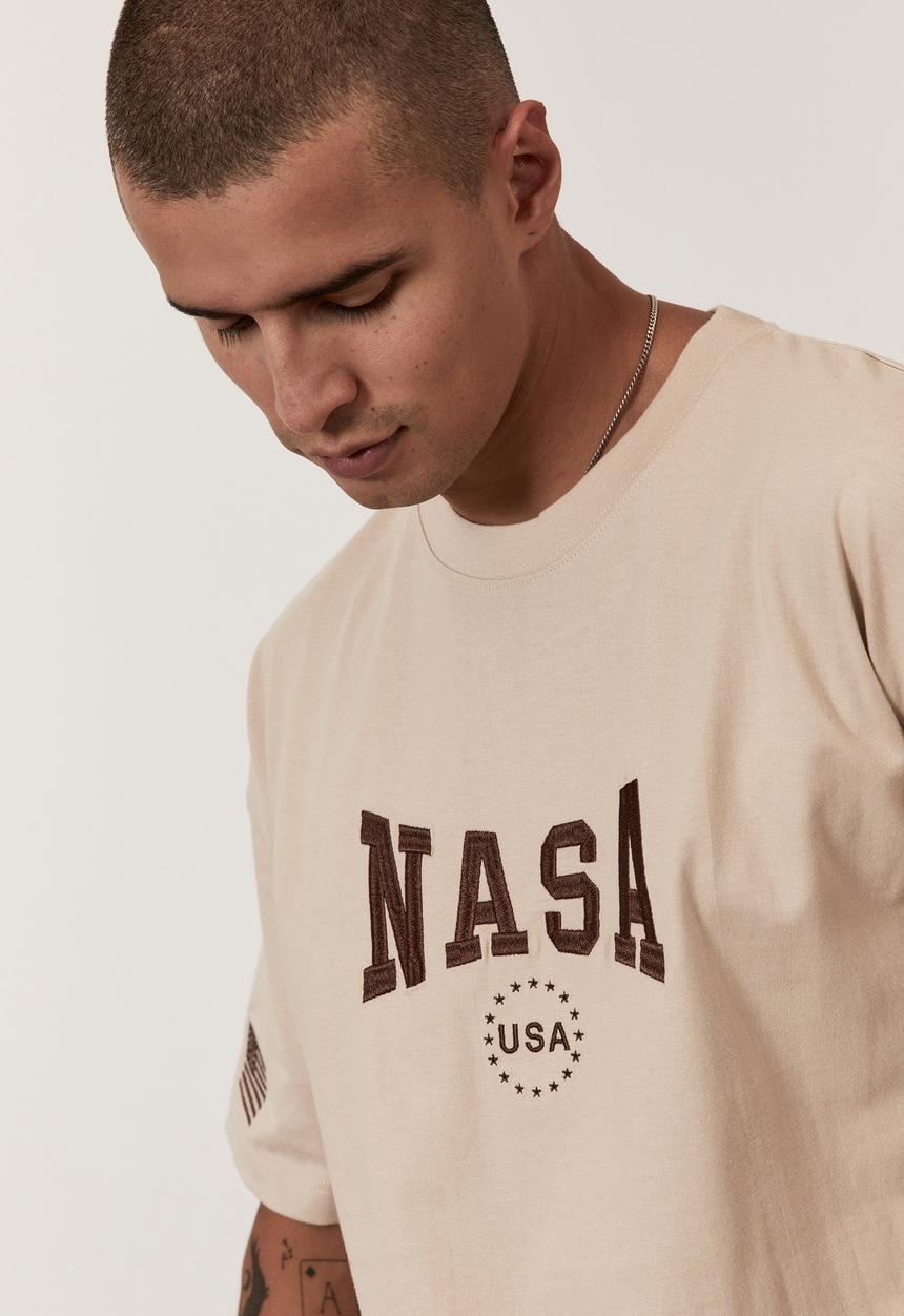 Factorie - Oversized nasa T-shirt - lcn nas beige/nasa emb