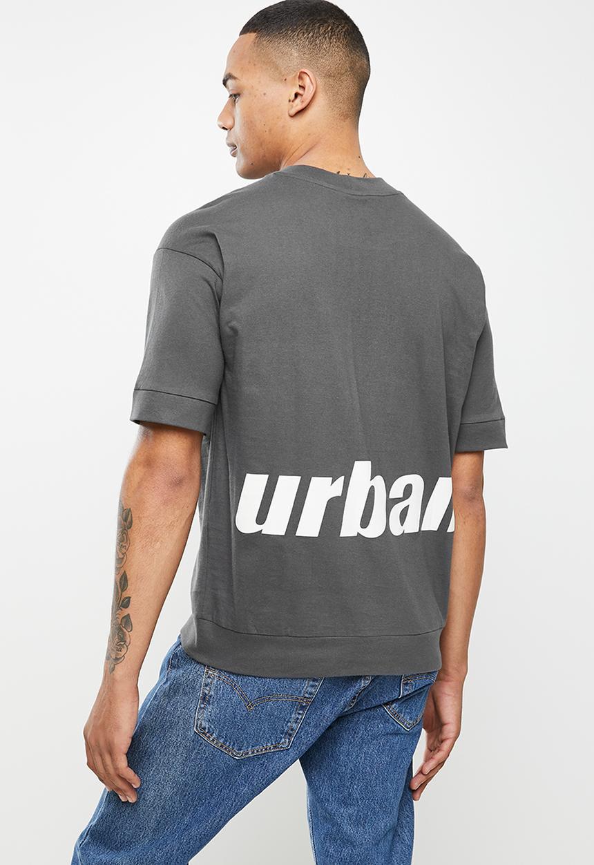 urban° - Urban printed oversized  tee - charcoal