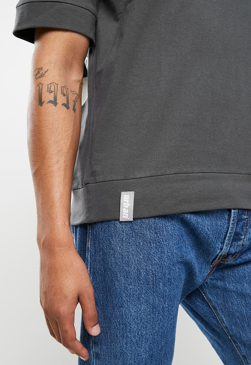 urban° - Urban printed oversized  tee - charcoal