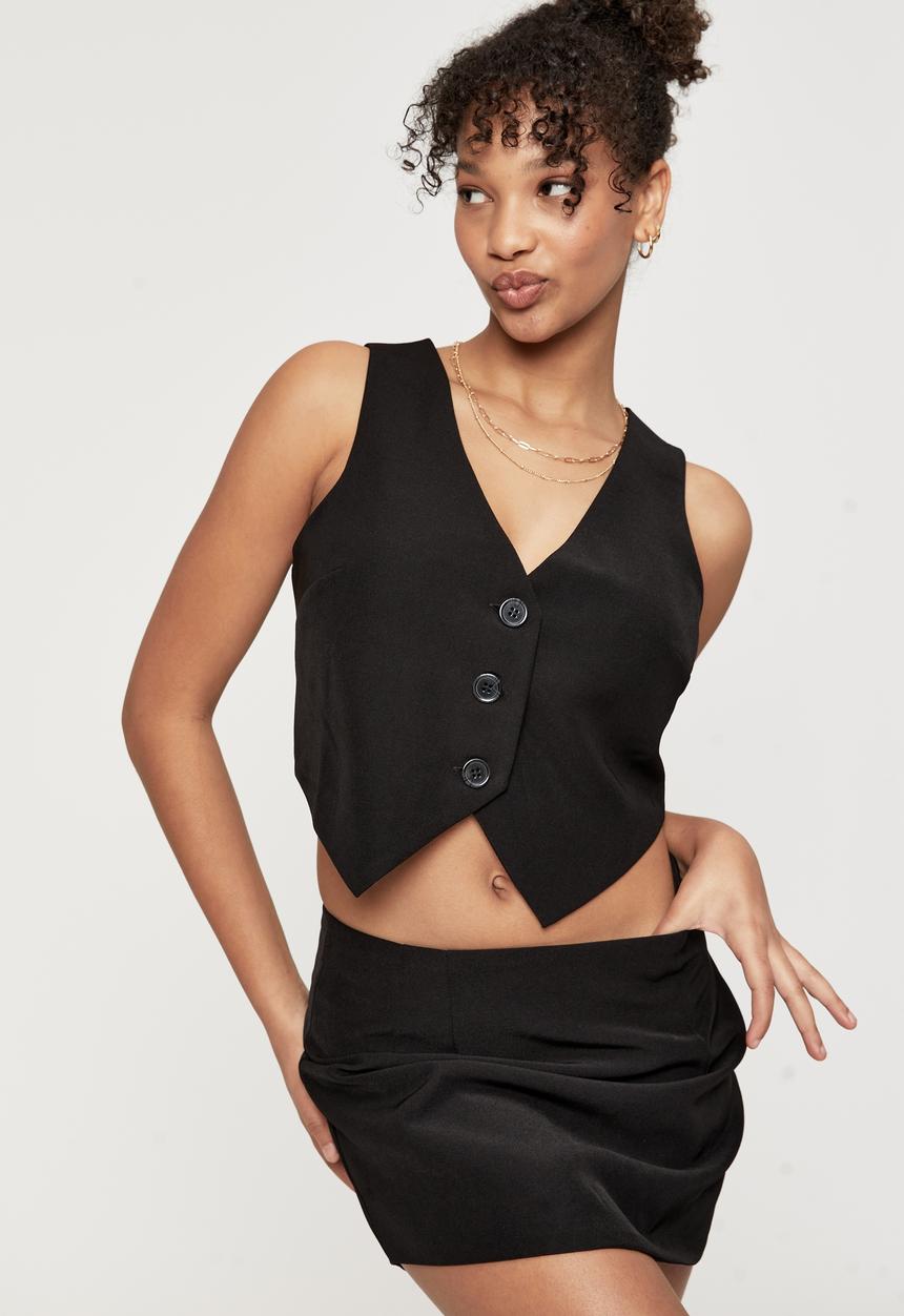 Supré  - Indigo sleeveless waistcoat - black