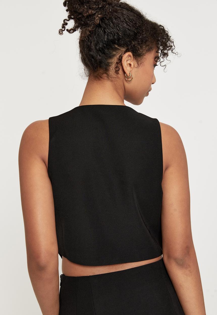 Supré  - Indigo sleeveless waistcoat - black