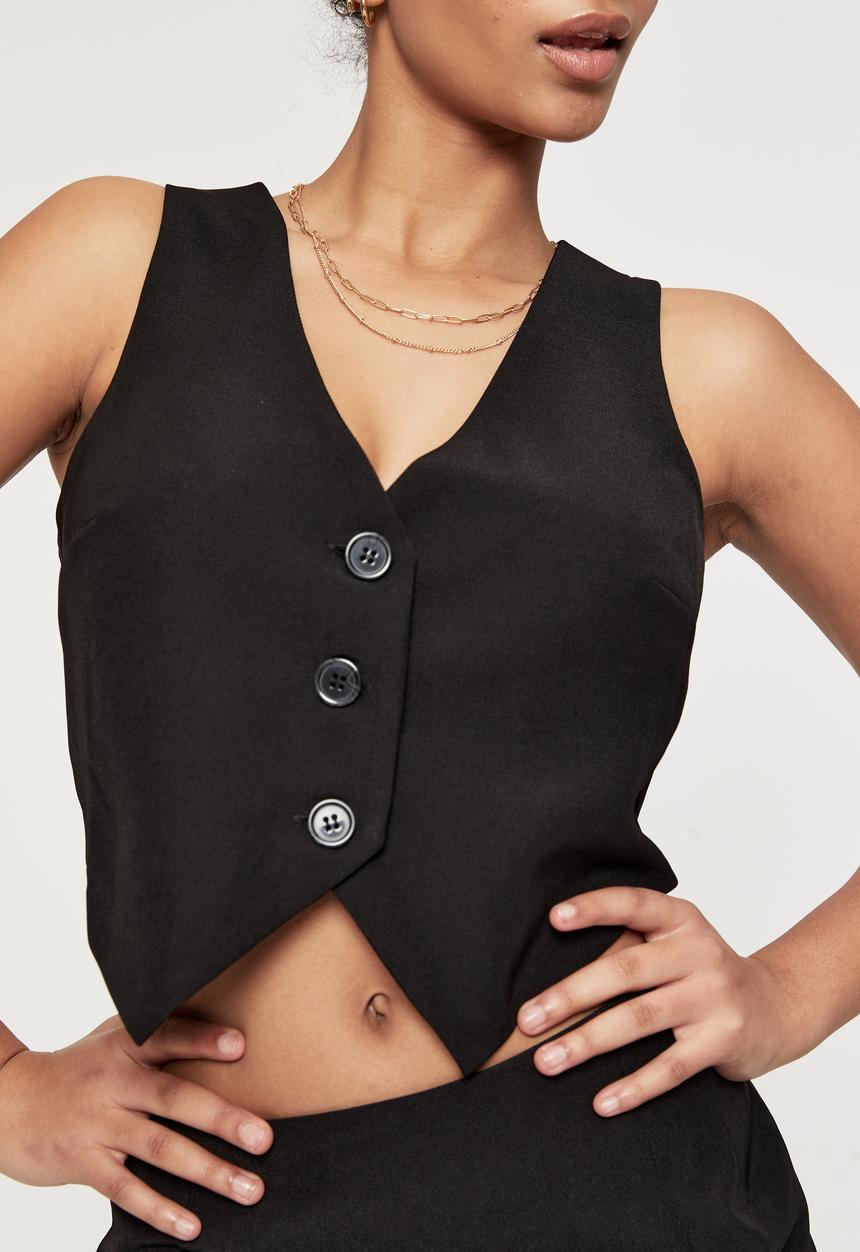 Supré  - Indigo sleeveless waistcoat - black