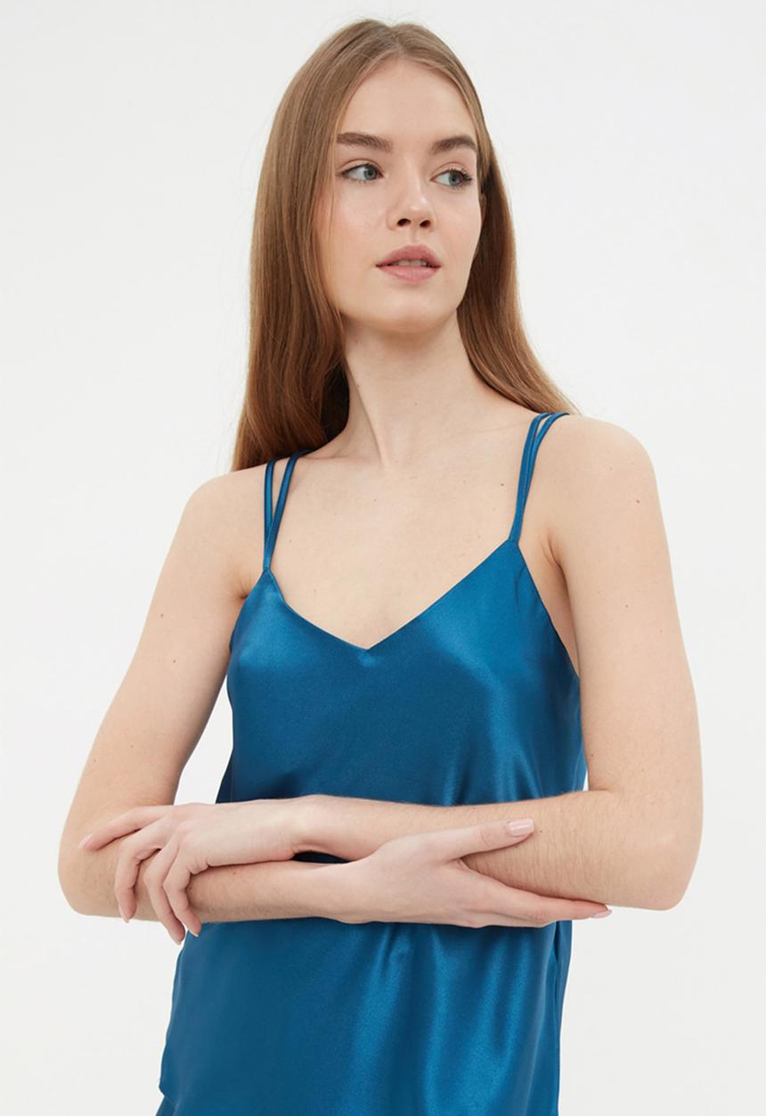 Trendyol - Satin pajamas set - petrol