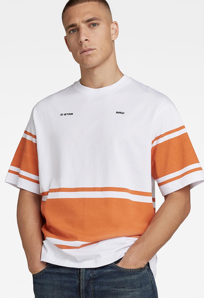 G-STAR - Boxy printed stripe r t - white