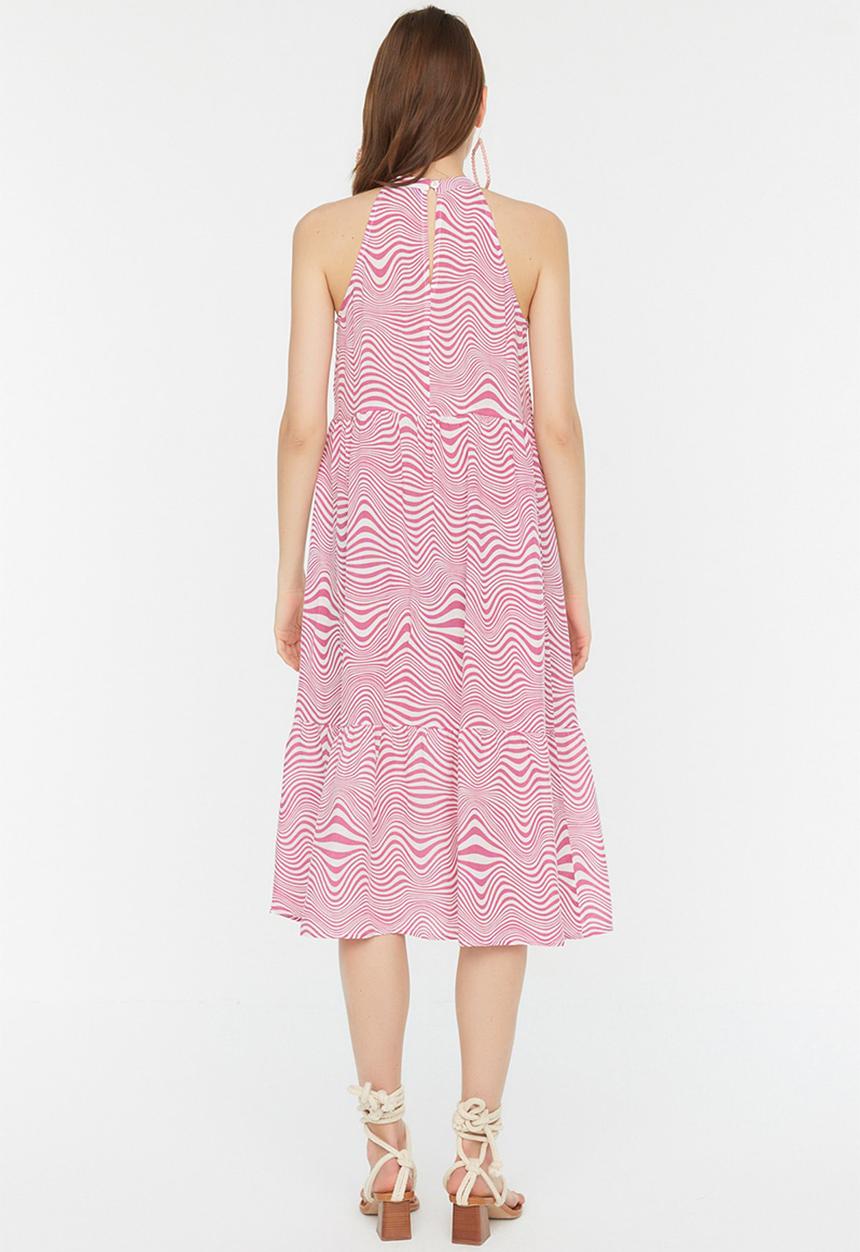 Trendyol - Halter patterned dress - pink