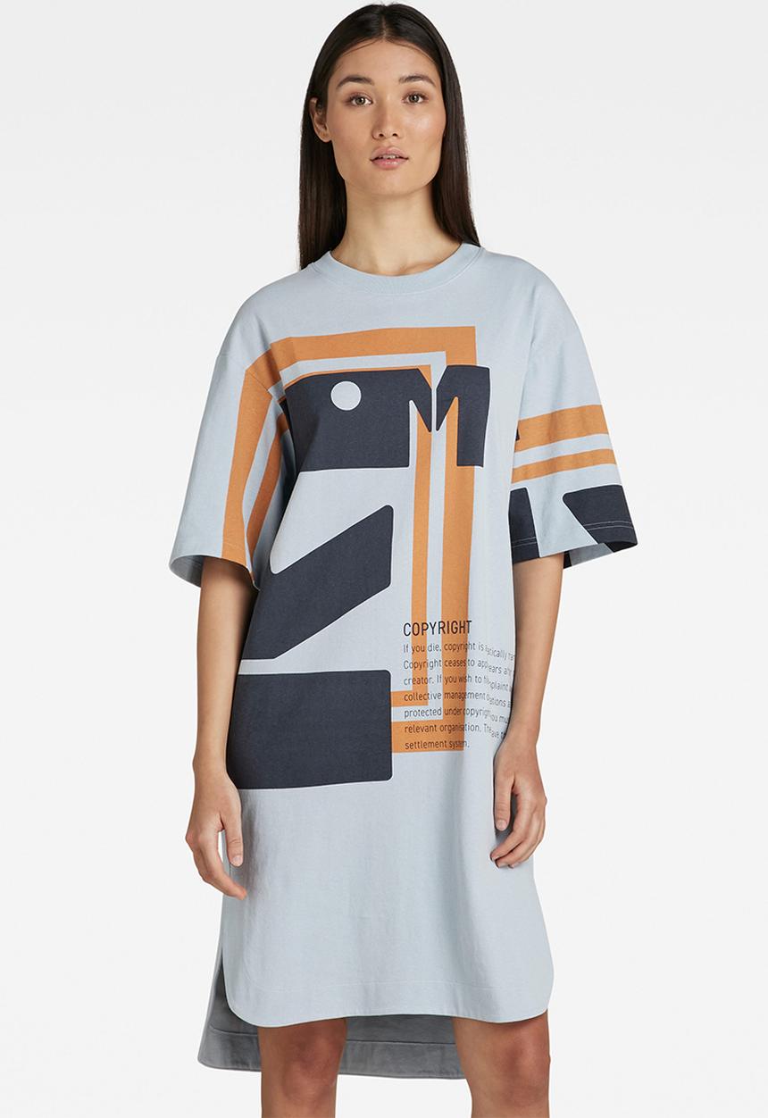 G-STAR - Printed gr loose dress 1\2 sl - dk ice