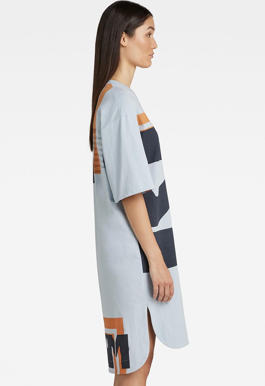 G-STAR - Printed gr loose dress 1\2 sl - dk ice