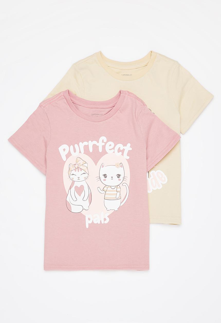 Superbalist - 2 Pack printed tees - dusty rose & stone