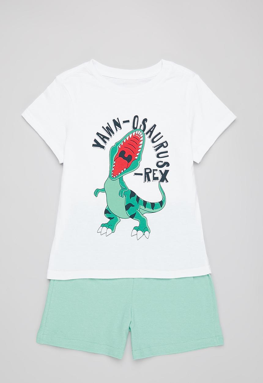 Superbalist - Boys summer pj set - white & green
