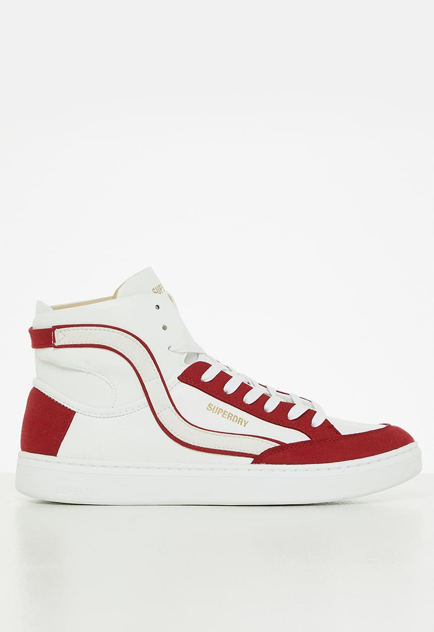 Superdry. - Vegan basket ov high trainer - white/campus red