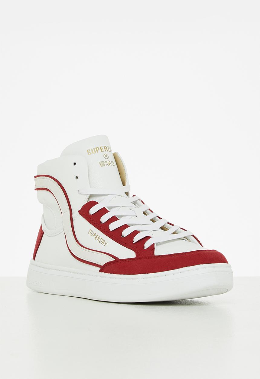 Superdry. - Vegan basket ov high trainer - white/campus red