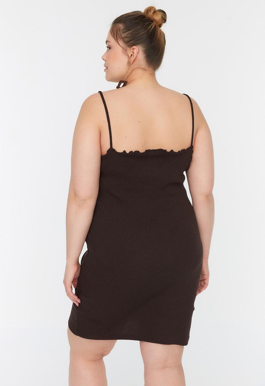 Trendyol - Plus strappy knit dress - brown