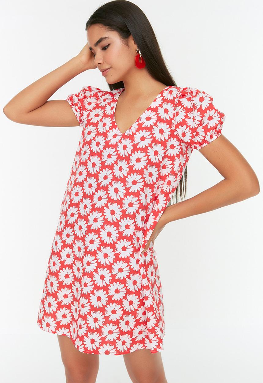 Trendyol - Floral shift dress - red
